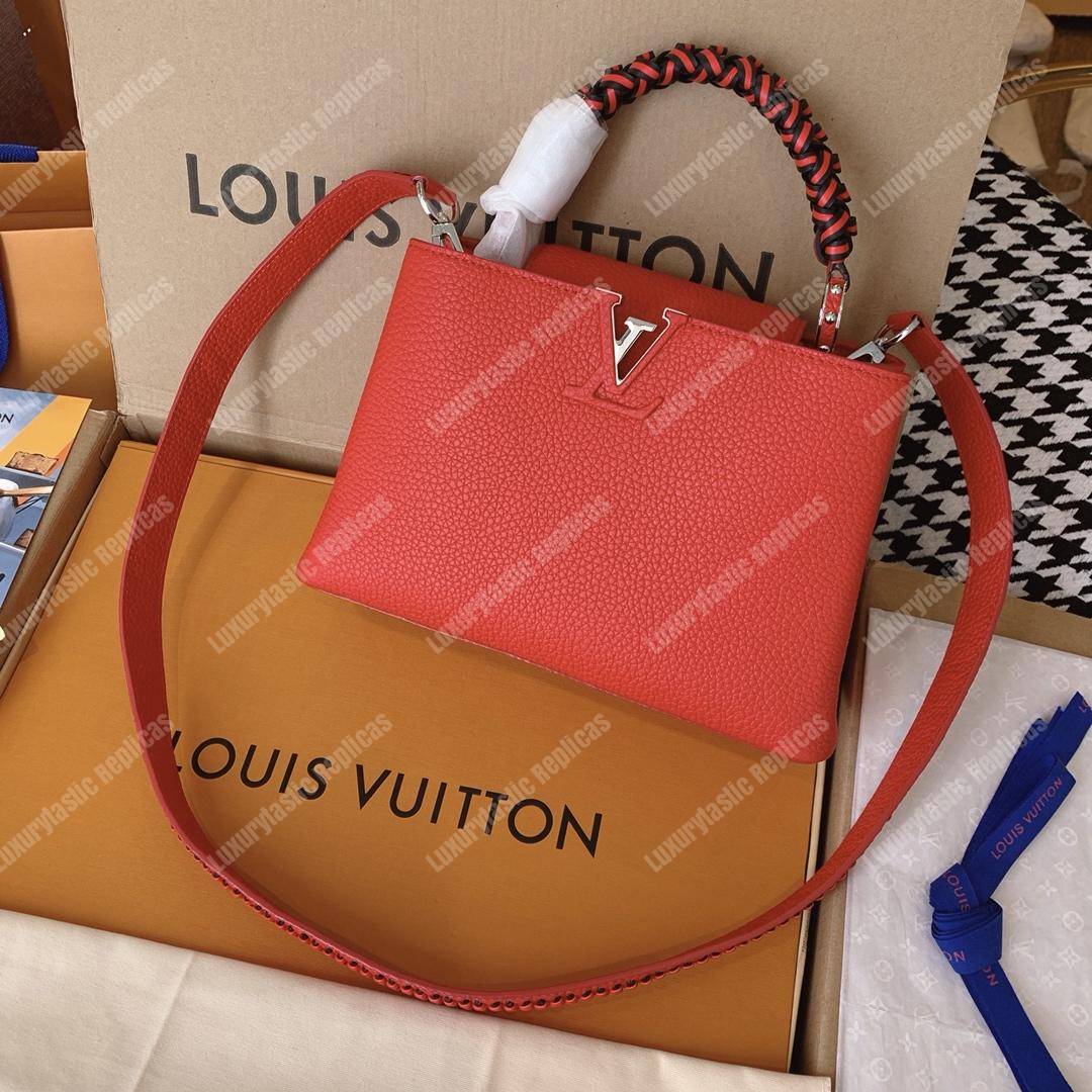 LV Capucine BB Handbag Taurillon Leather Cherry/Noir