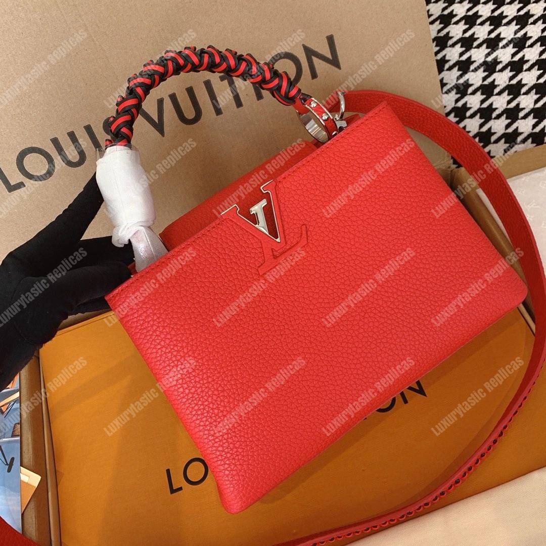LV Capucine BB Handbag Taurillon Leather Cherry/Noir