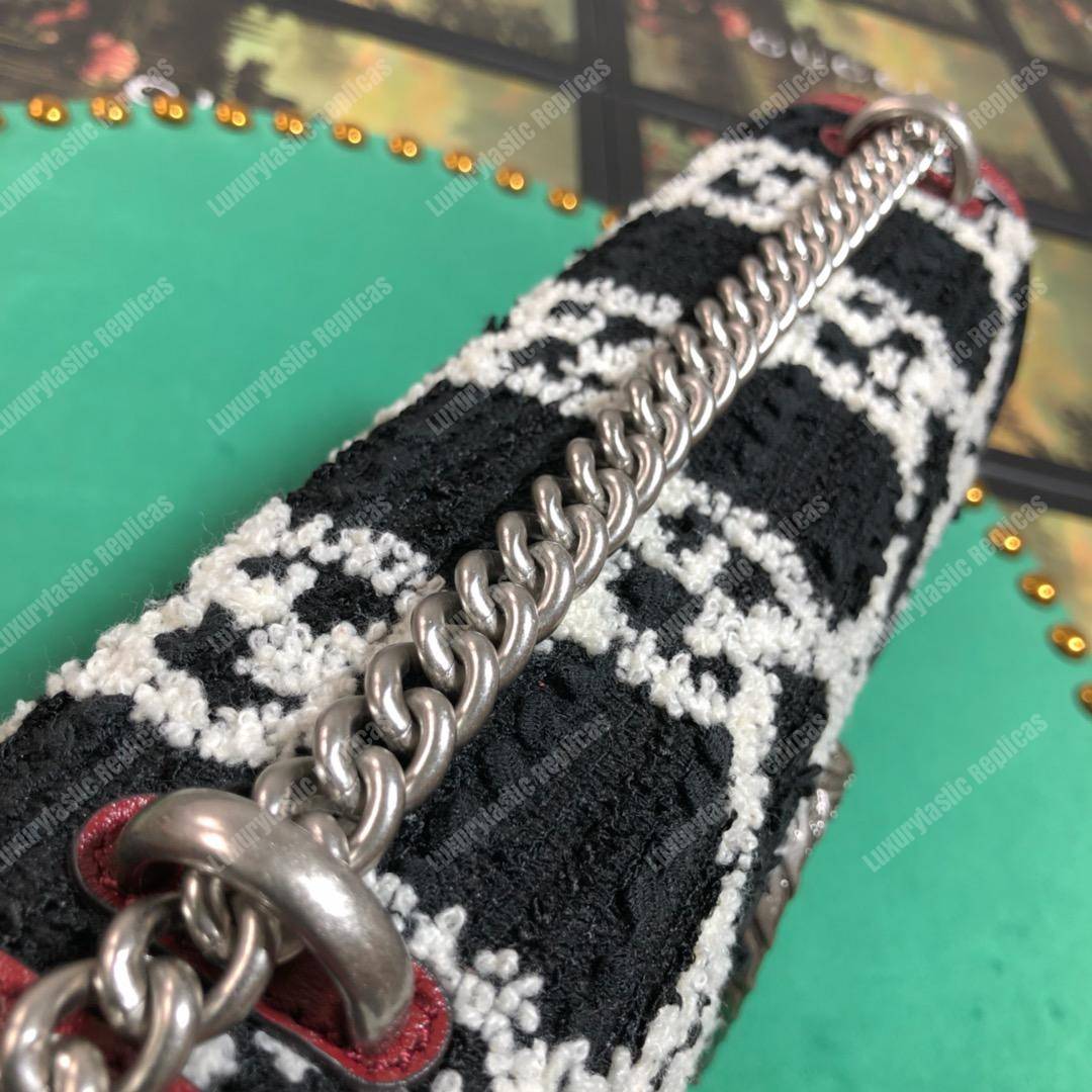 G*u*i dionysus gg tweed small shoulder bag black/white