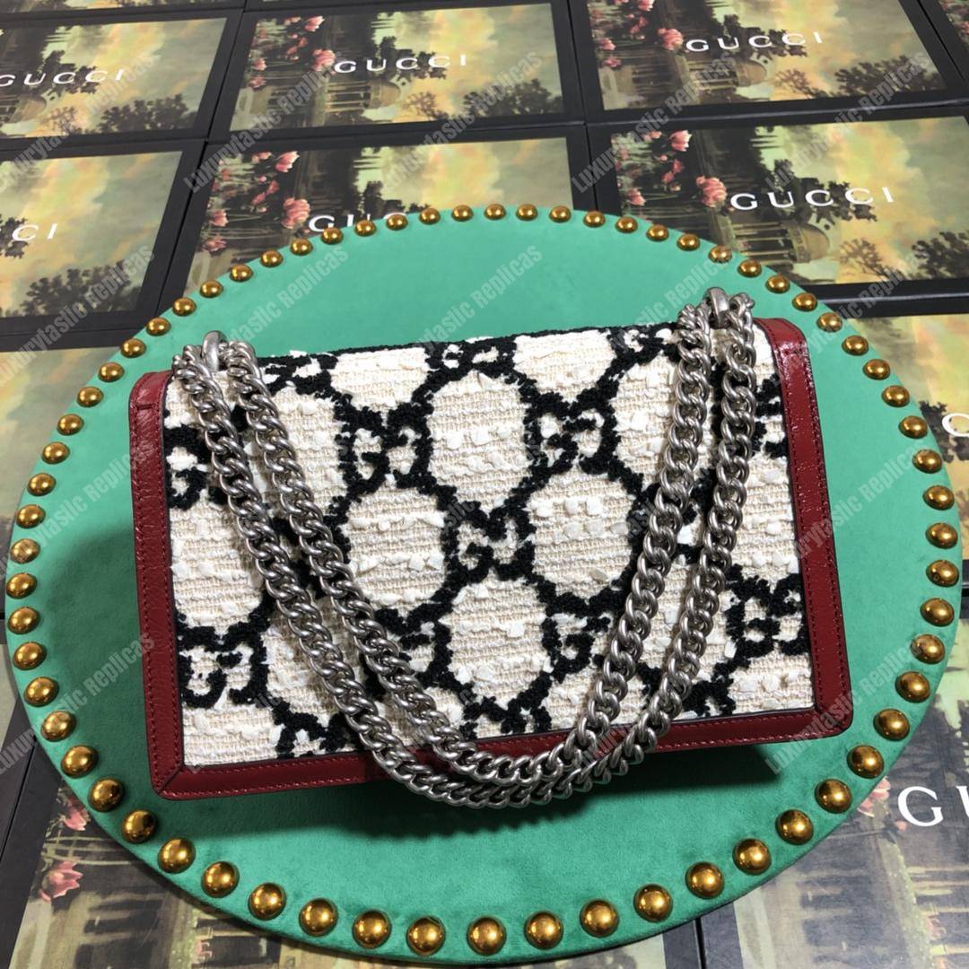 G*u*i dionysus gg tweed small shoulder bag white/black