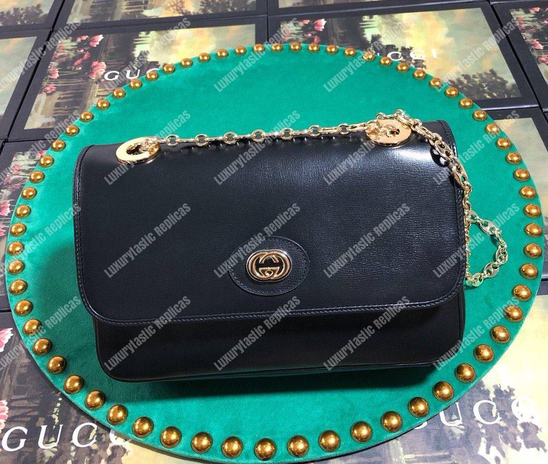 G*u*i leather small shoulder bag black