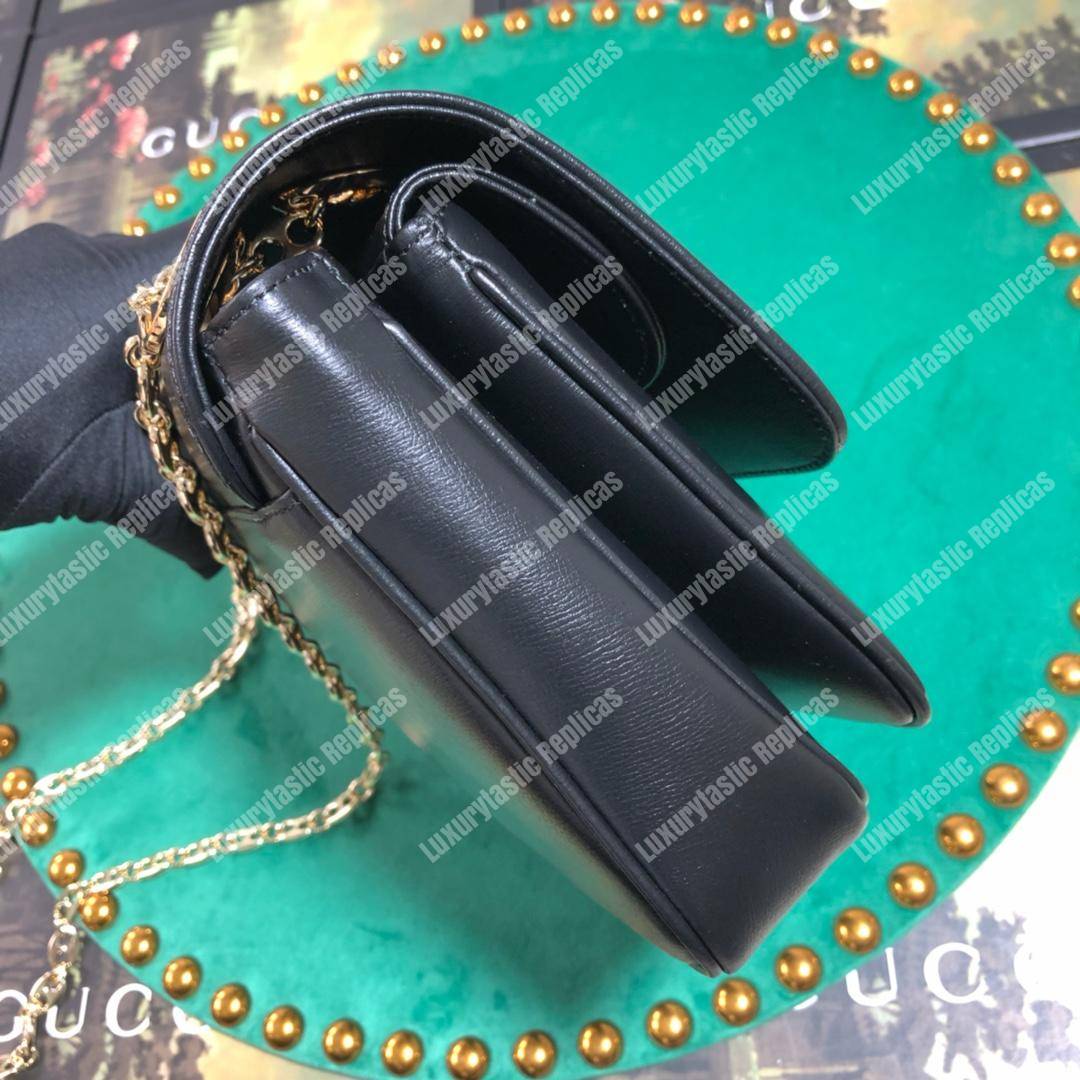 G*u*i leather small shoulder bag black