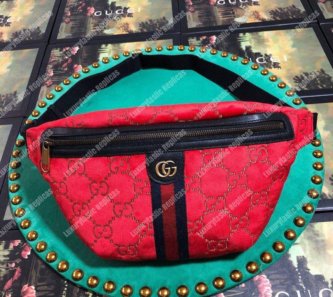 GG Velvet Belt Bag Red