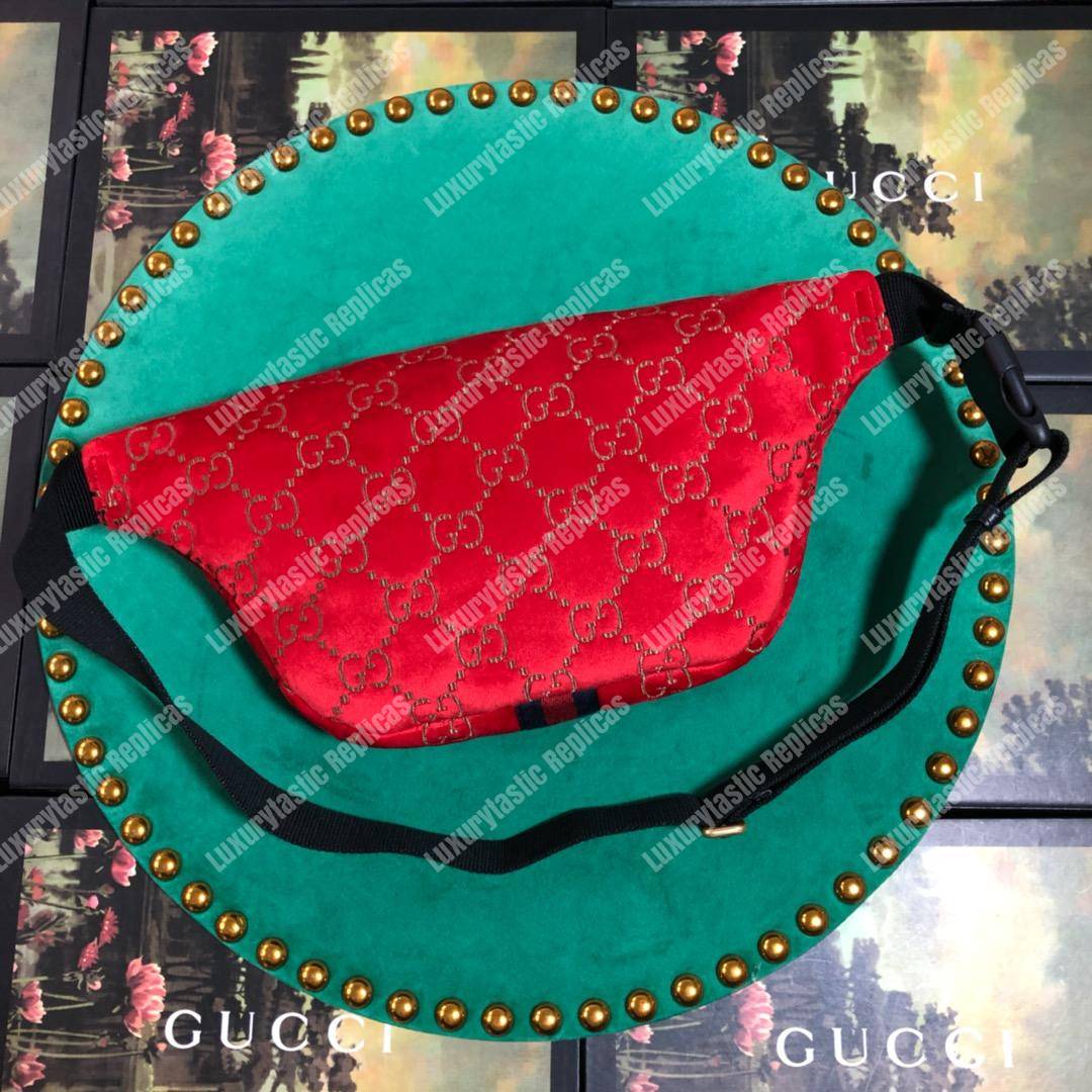 GG Velvet Belt Bag Red