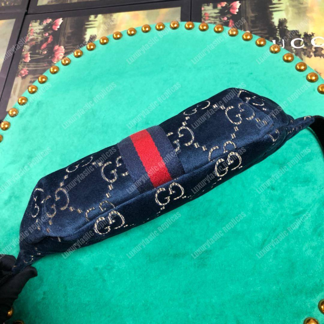 GG Velvet Belt Bag Blue