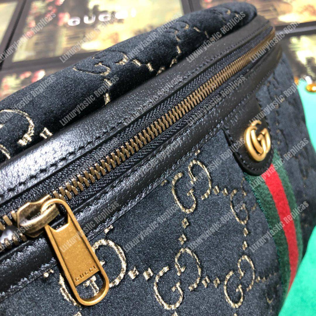 GG Velvet Belt Bag Dark Blue