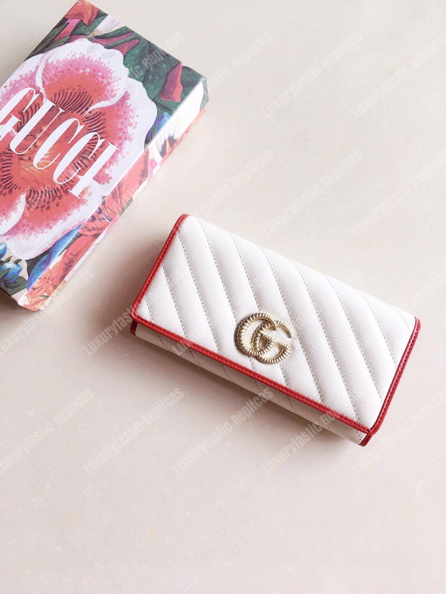 G*u*i gg marmont zip around wallet white matelassé