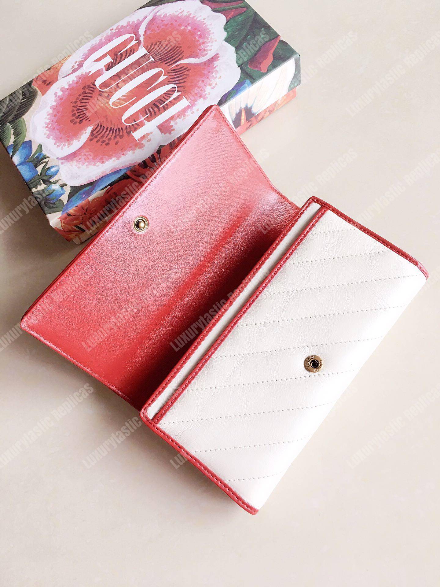 G*u*i gg marmont zip around wallet white matelassé
