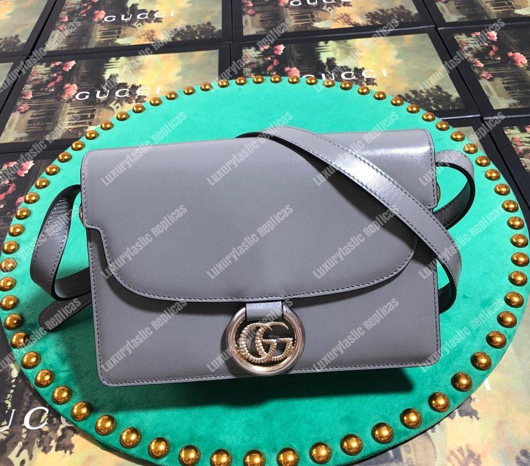 G*u*i small leather shoulder bag dusty grey