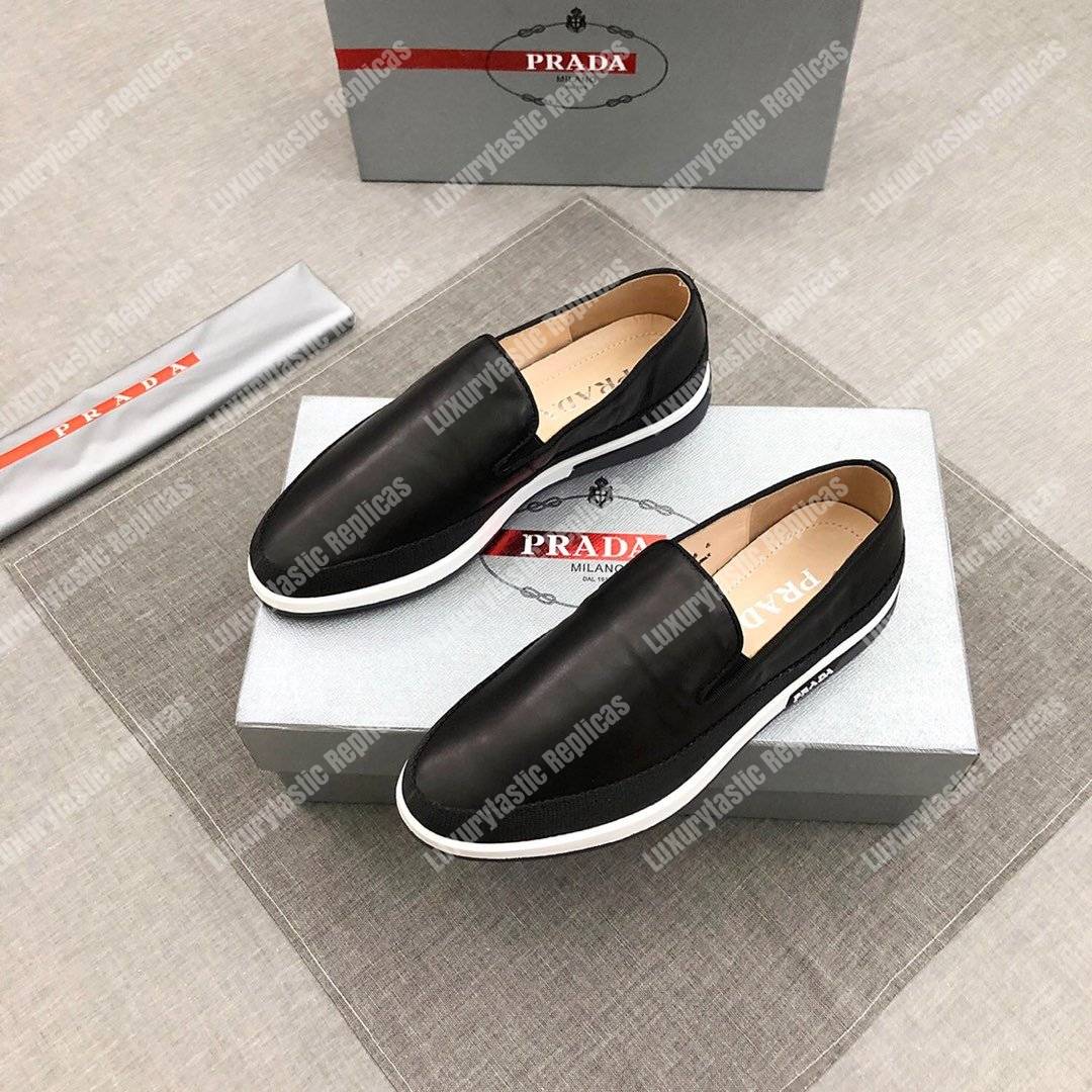 Pra*a technical nylon slip-ons black