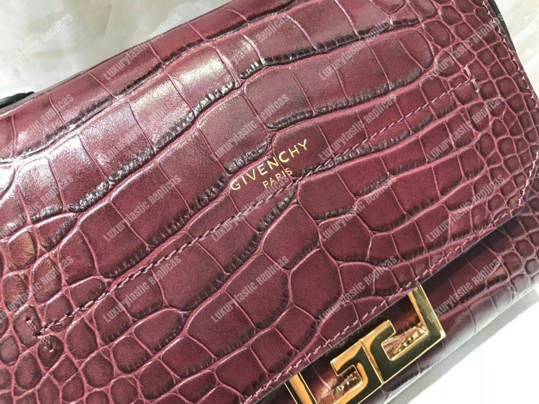 Givenchy Small Eden Bag In Eggplant Crocodile Effect Leather