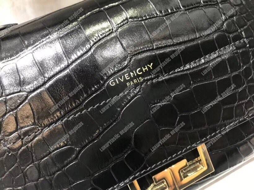 Givenchy Small Eden Bag In Black Crocodile Effect Leather