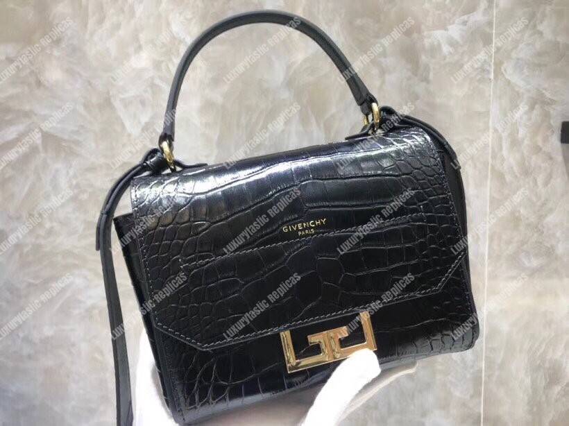 Givenchy Small Eden Bag In Black Crocodile Effect Leather