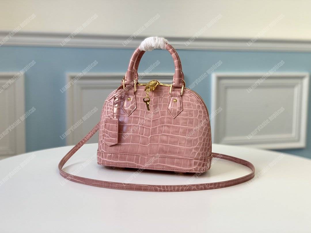 LV Alma BB Crocodilien Brillant Rose Tourmaline