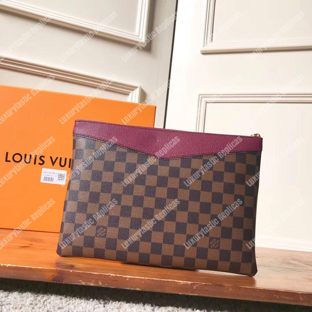 LV Daily Pouch Damier Ebene Raisin