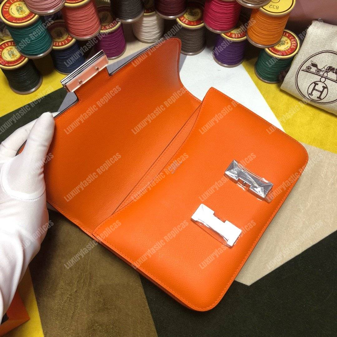 H**mes constance 24 bag epsom orange palladium-hardware