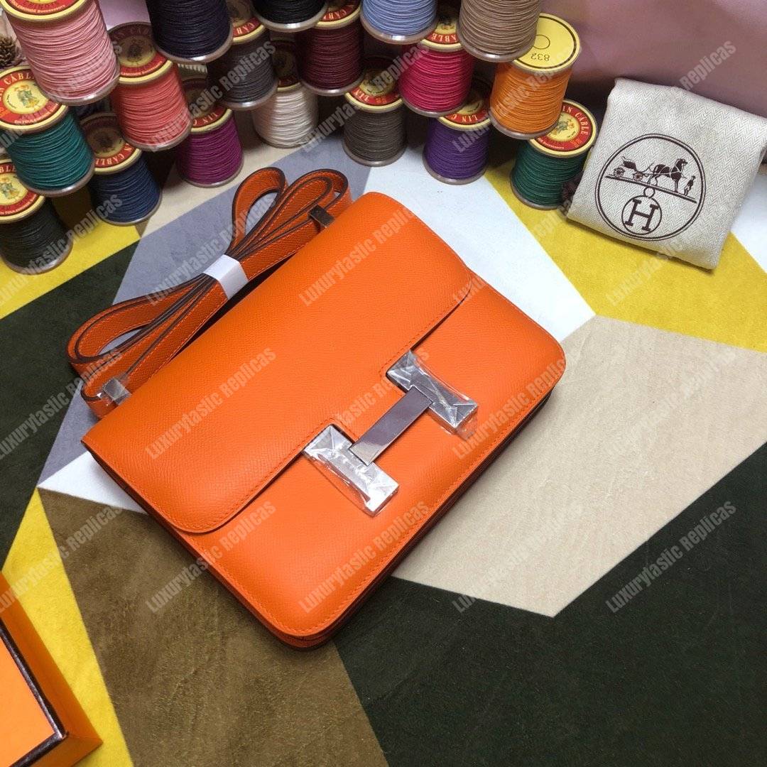 H**mes constance 24 bag epsom orange palladium-hardware