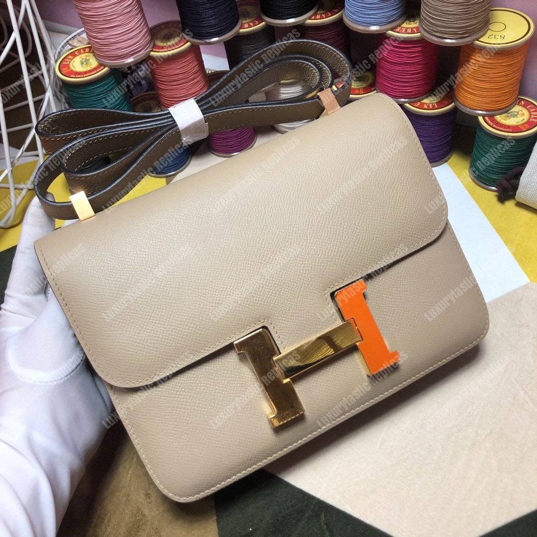 H**mes constance 18 bag epsom etoupe gold-hardware
