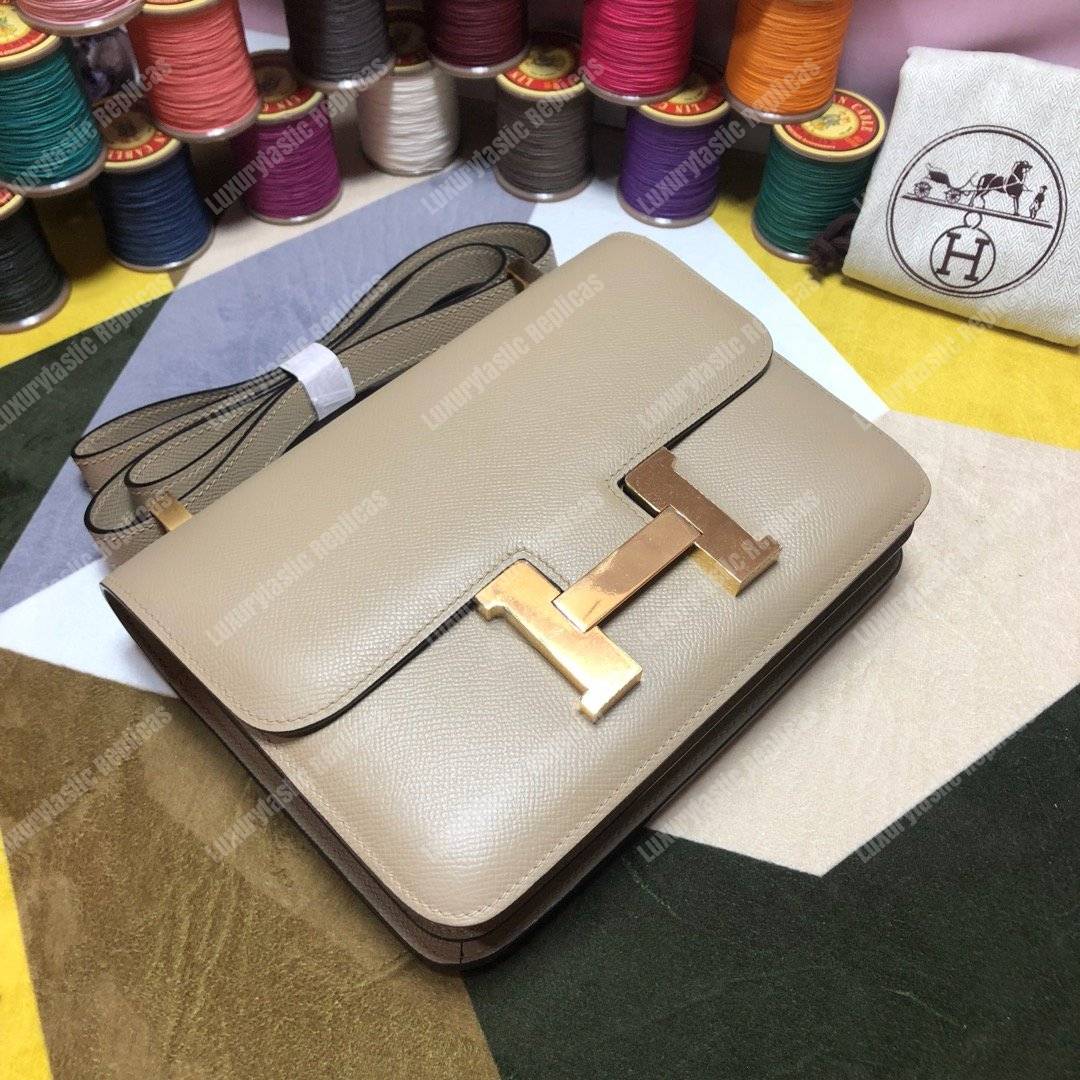 H**mes constance 18 bag epsom etoupe gold-hardware