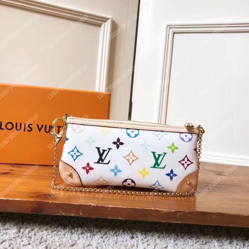 LV Monogram Pochete Milla MM Multicolor White