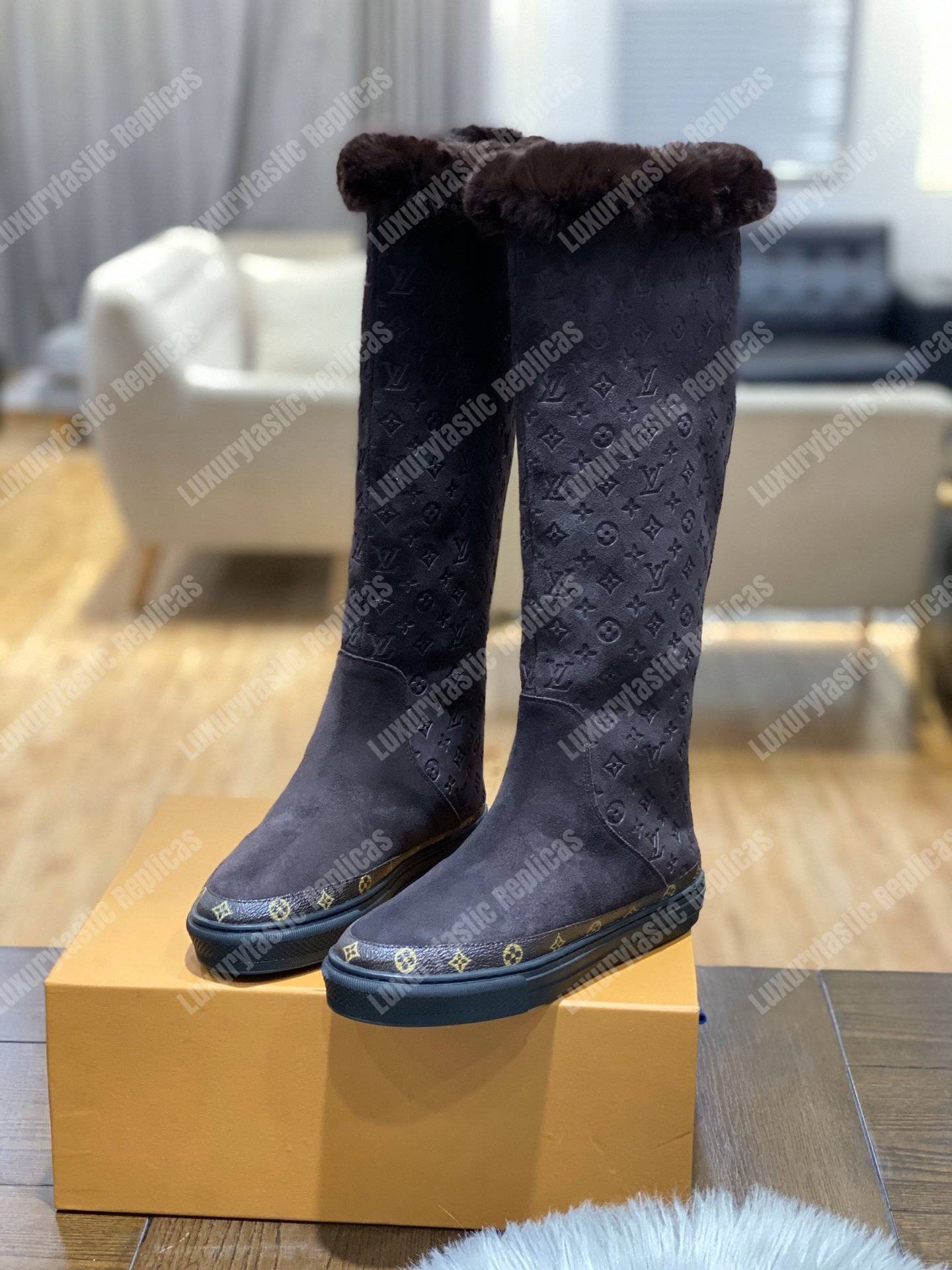 LV Snowball Flat Half Boot Brown