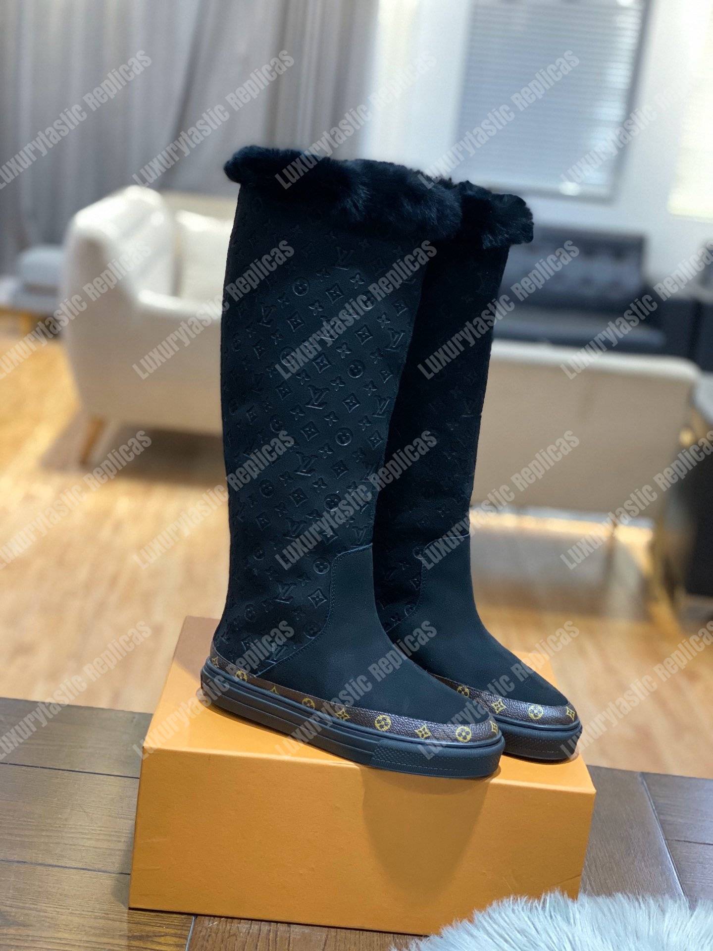 LV Snowball Flat Half Boot Black