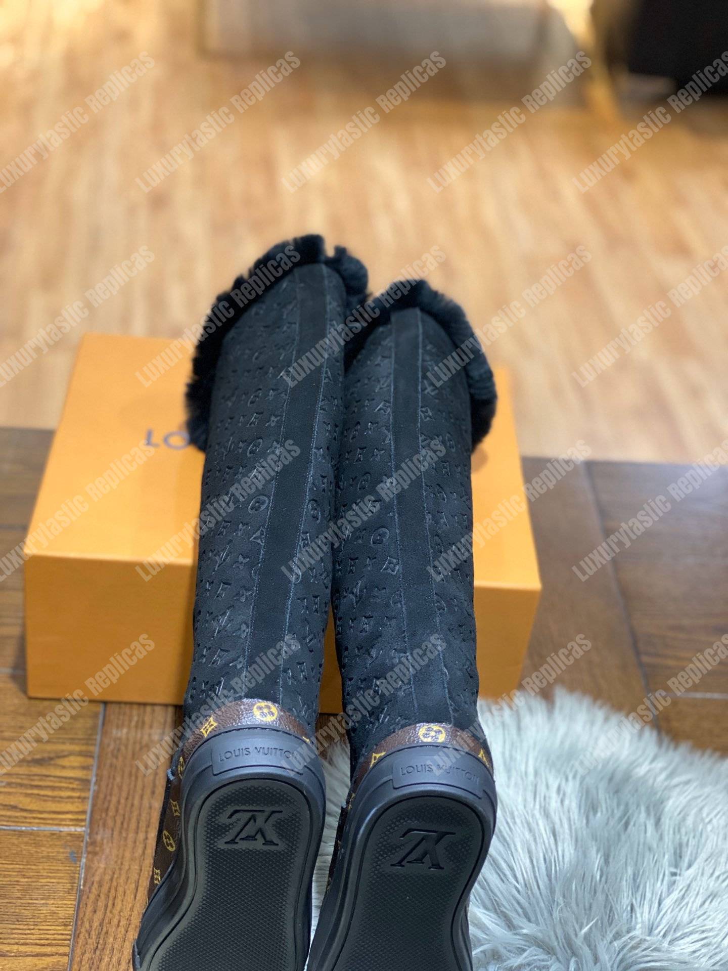 LV Snowball Flat Half Boot Black