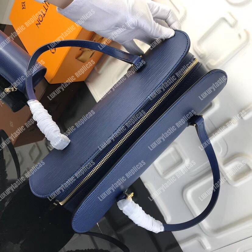 LV Soufflot Bag Black Epi Leather Blue
