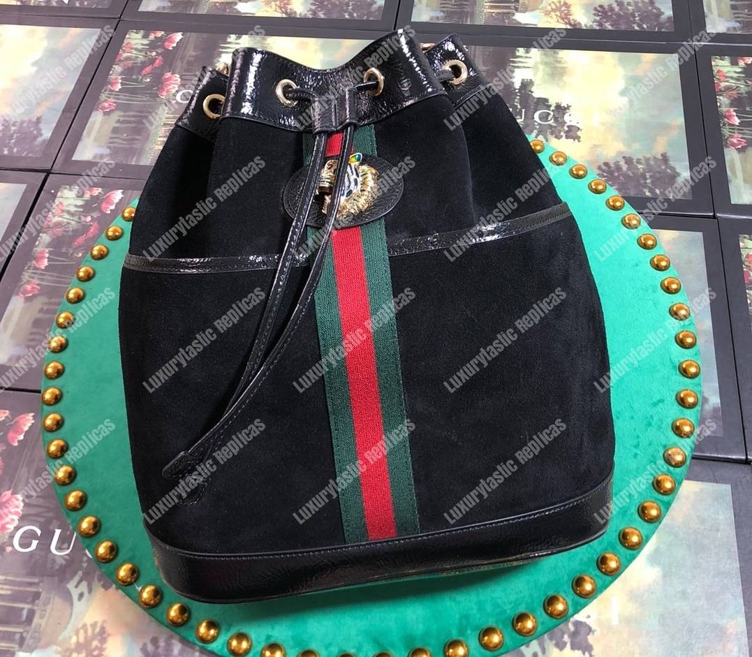 G*u*i rajah medium bucket bag black