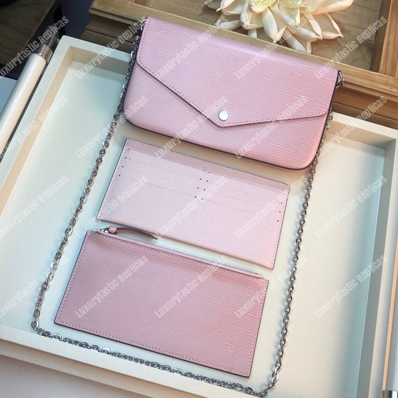 LV Pochette Felicie Epi Leather Rose Ballerine
