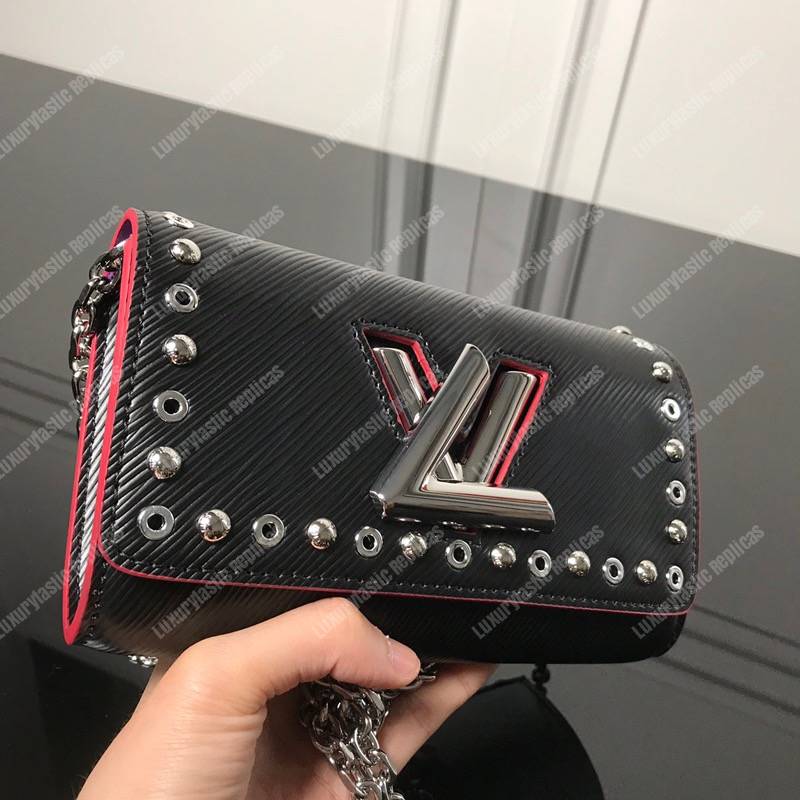 LV Twist Chain Wallet Epi Leather Black