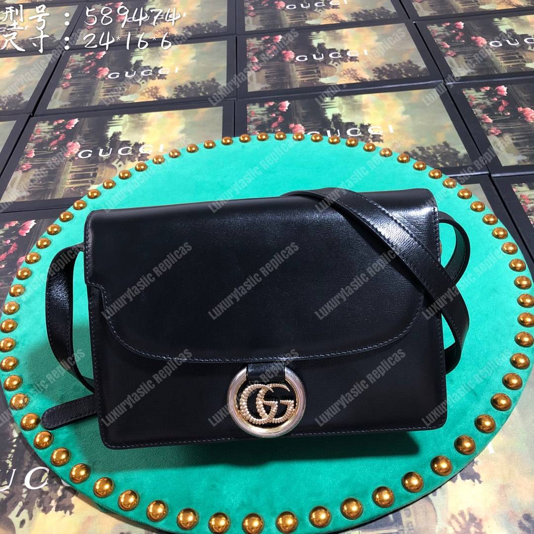 G*u*i small leather shoulder bag black