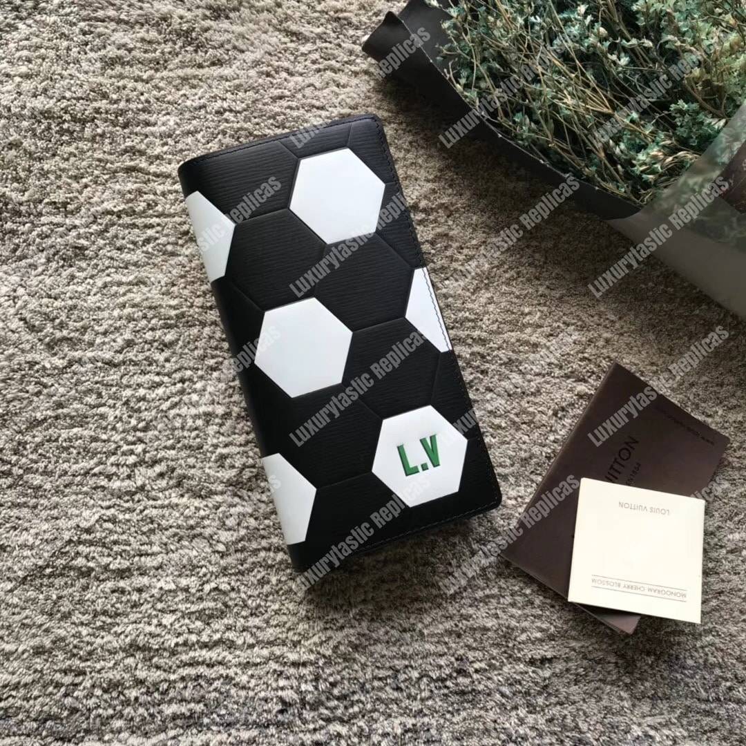 LV Brazza Wallet Epi Leather Hexagon Black