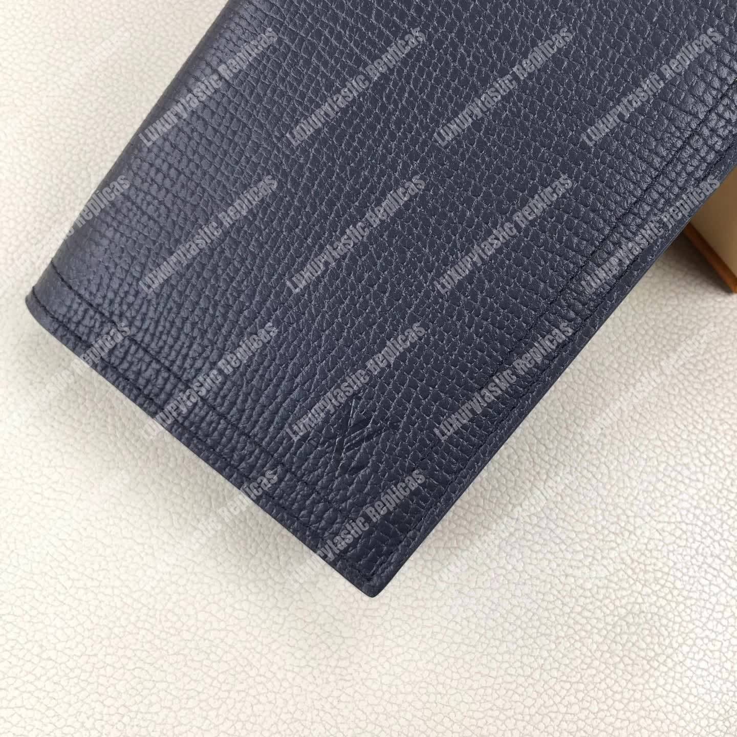 LV Long Coin Wallet Utah Leather Bleu Marine