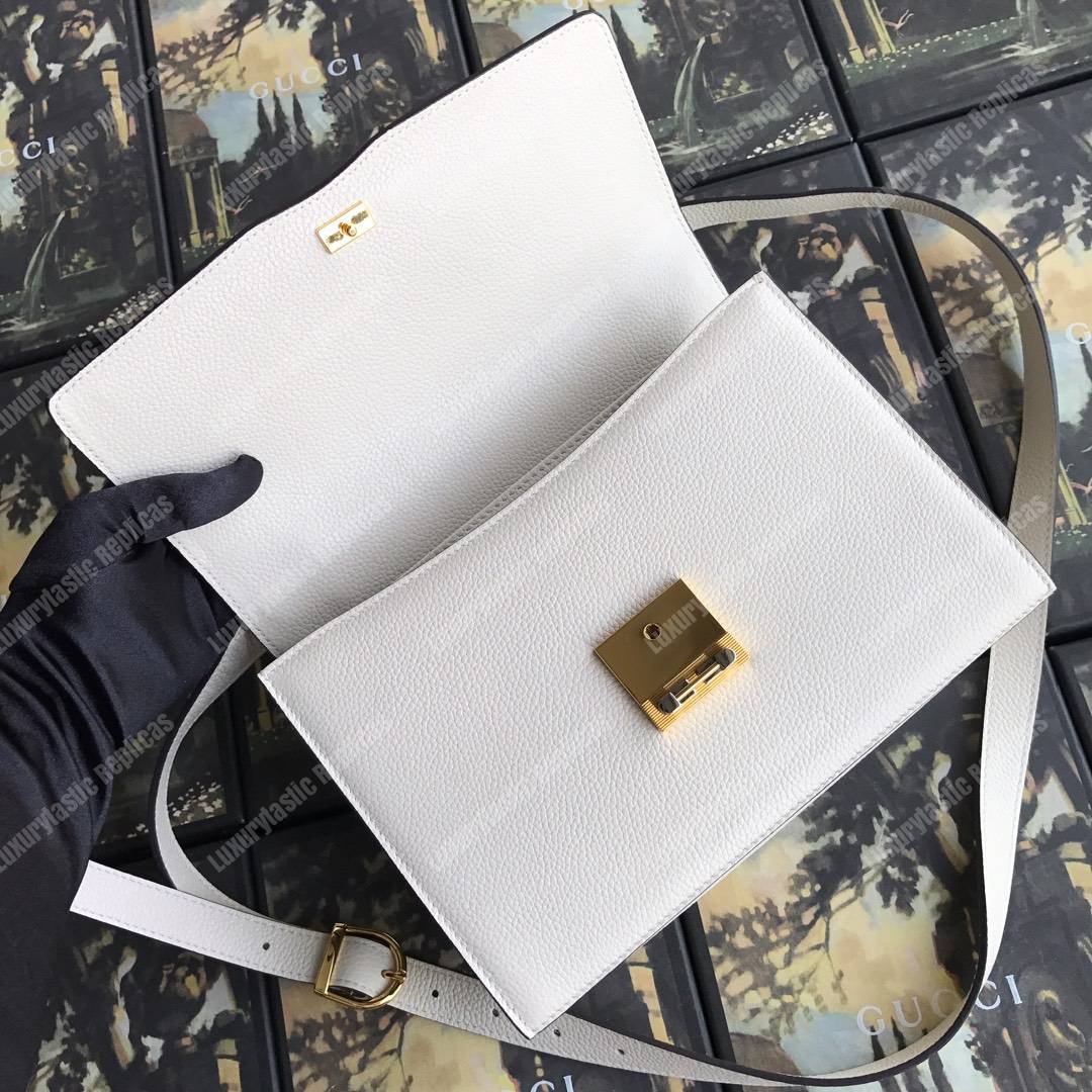 G*u*i zumi grainy leather small shoulder bag white