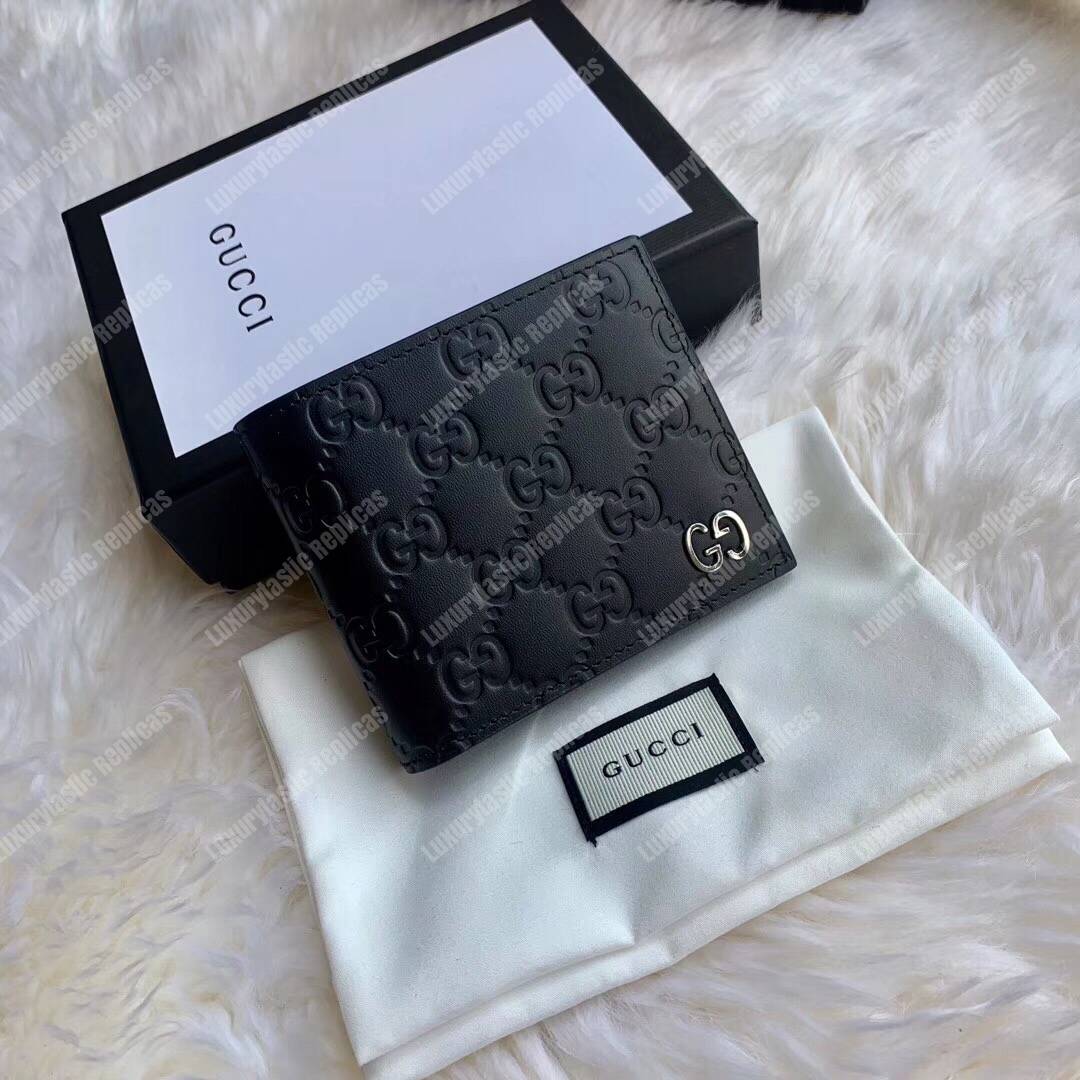 G*u*i signature wallet metal detail black
