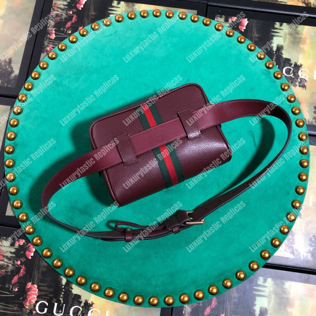 G*u*i ophidia burgundy leather small belt bag