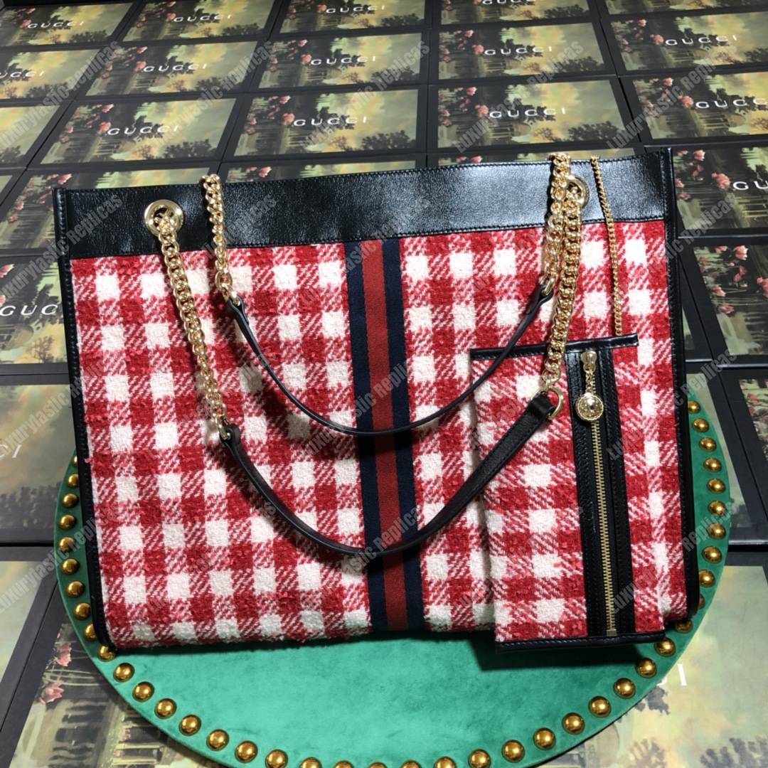 G*u*i rajah tweed large totoe white/red