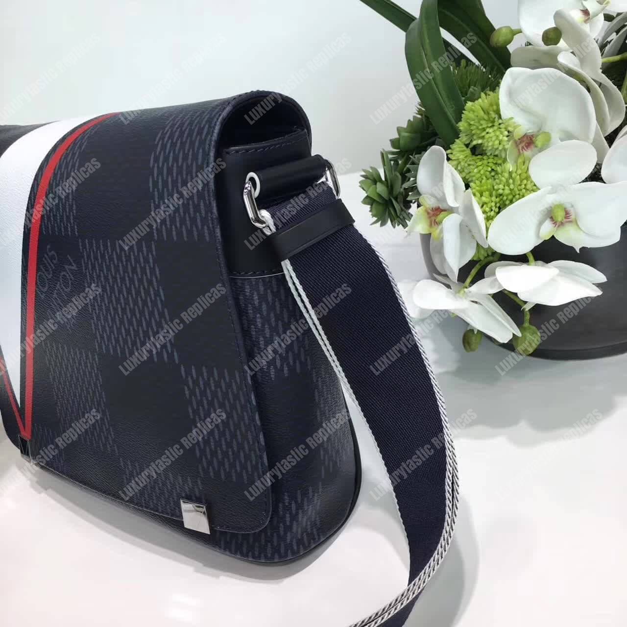 LV District PM Messenger Bag Damier Cobalt Canvas Red