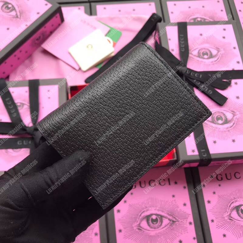 G*u*i embroidered leather card case black