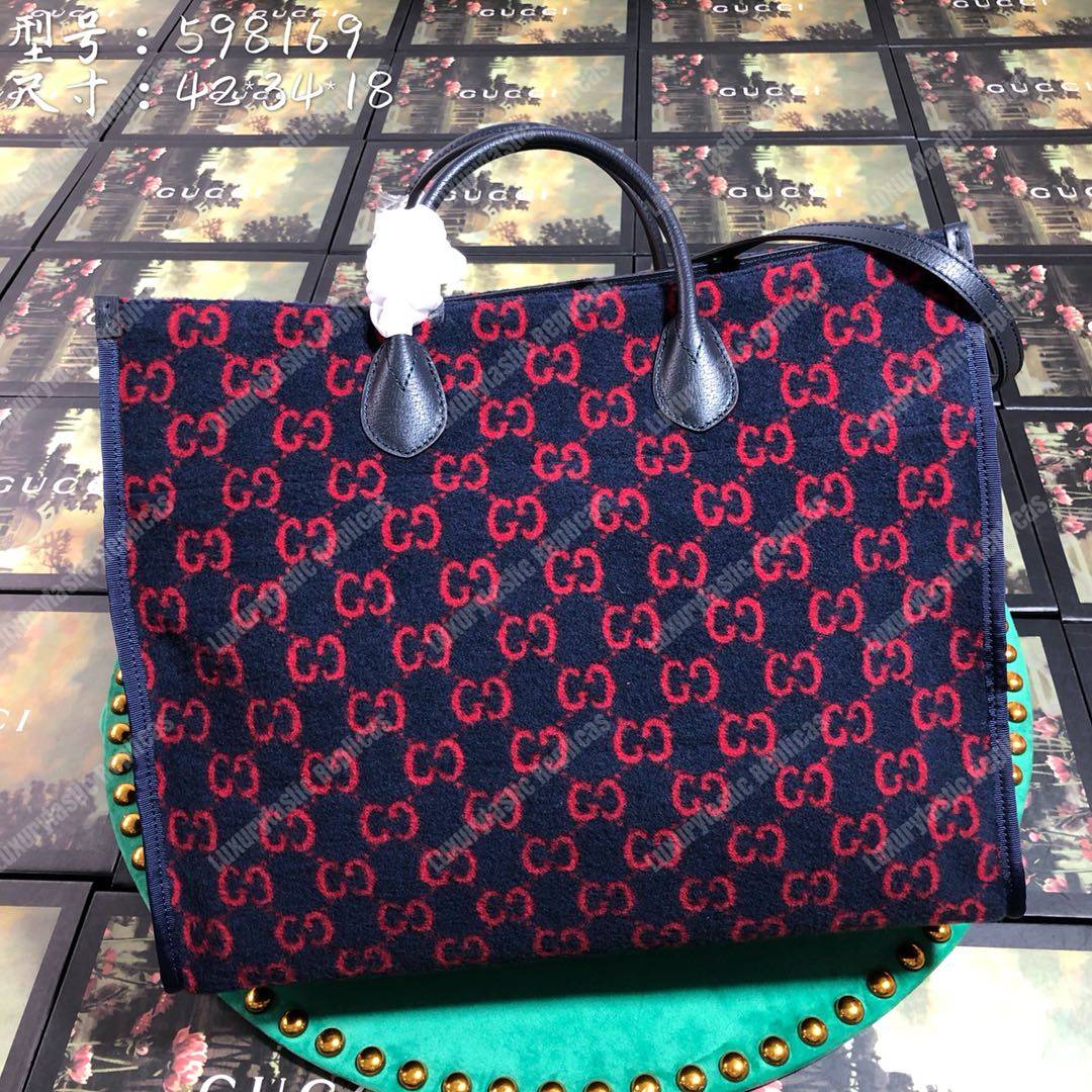 G*u*i gg wool tote blue/red