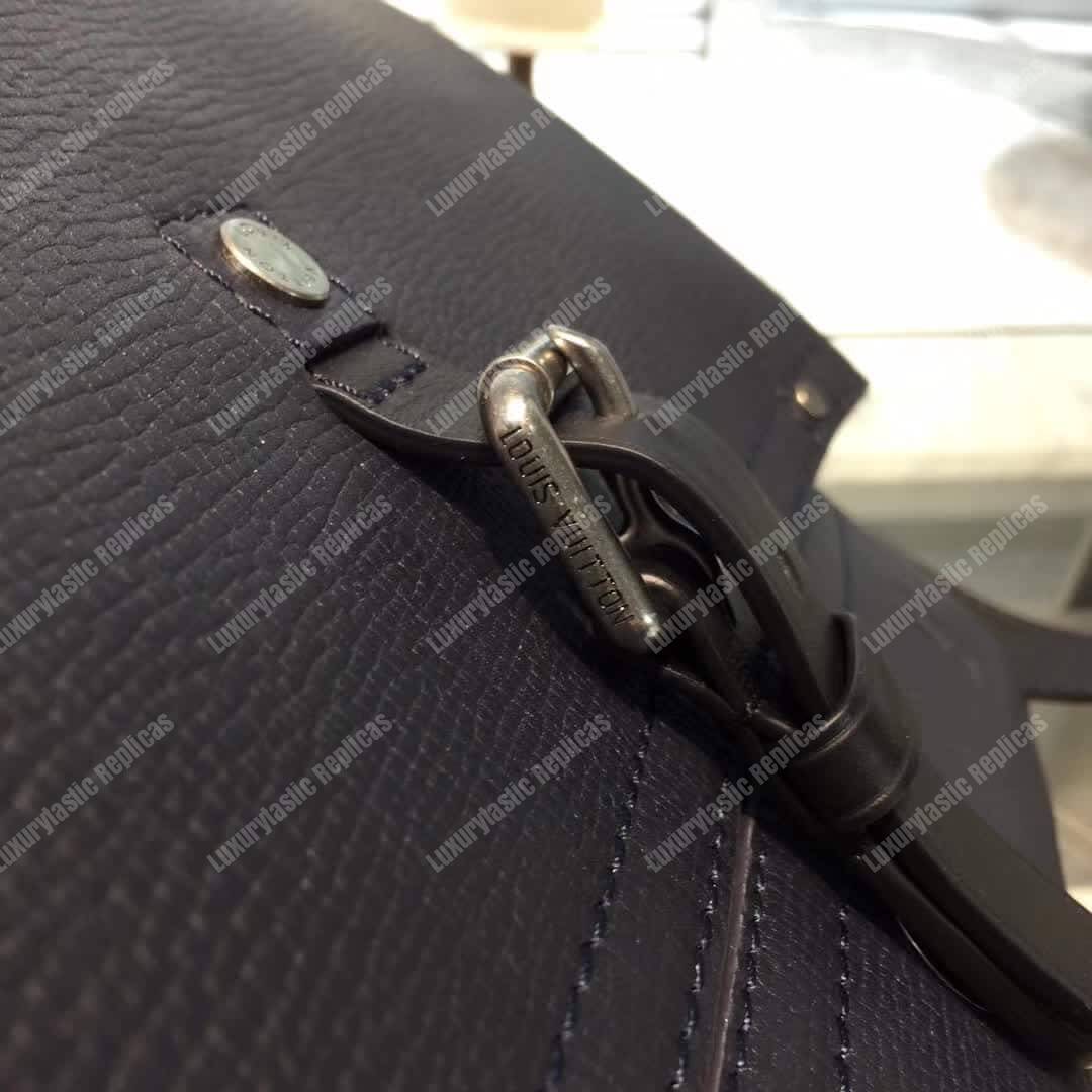 LV Canyon Messenger PM Utah Leather Bleu Marine