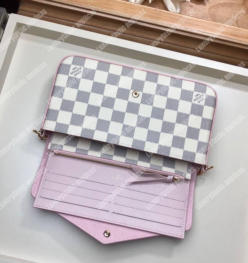LV Pochette Félicie Damier Azur Soft Canvas Eau de Rose