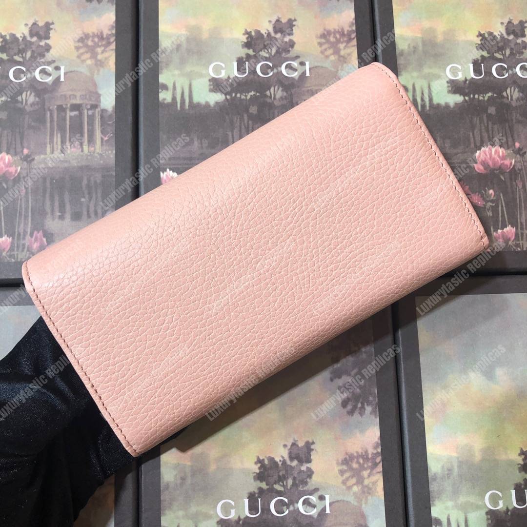 G*u*i light pink gg marmont leather continental wallet small gg metal