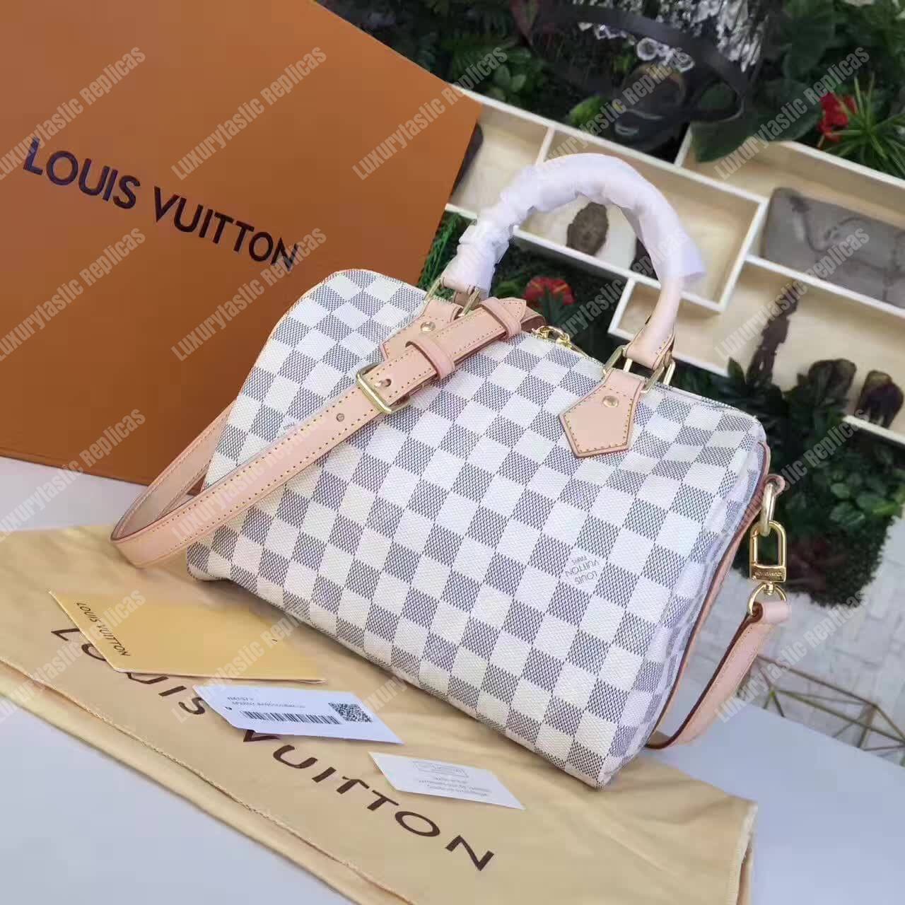 LV Speedy Bandouliere 30 Damier Azur Canvas