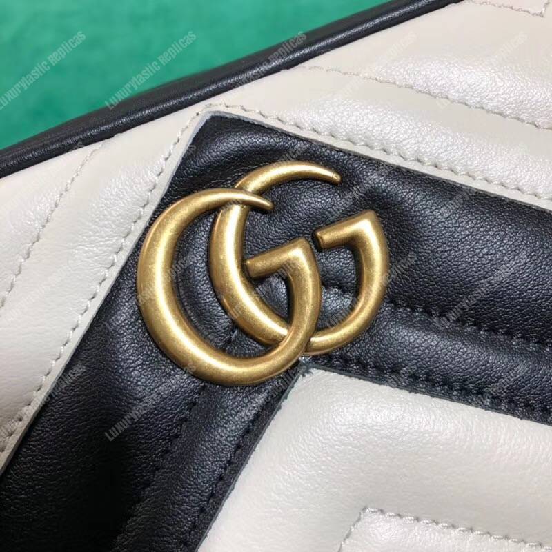 G*u*i gg marmont matelassé mini bag black and white