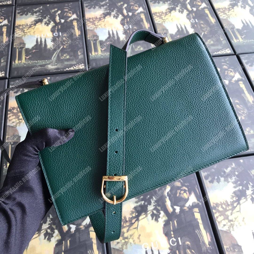 G*u*i zumi grainy leather small shoulder bag dark green