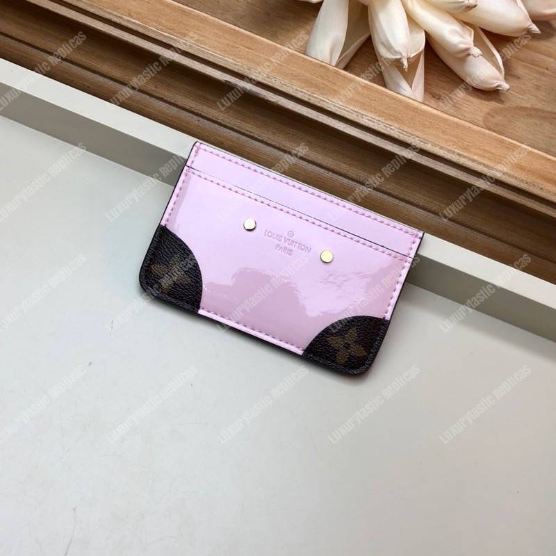 LV Venice Card Holder Vernis Miroir Monogram Rose Ballerine Pink