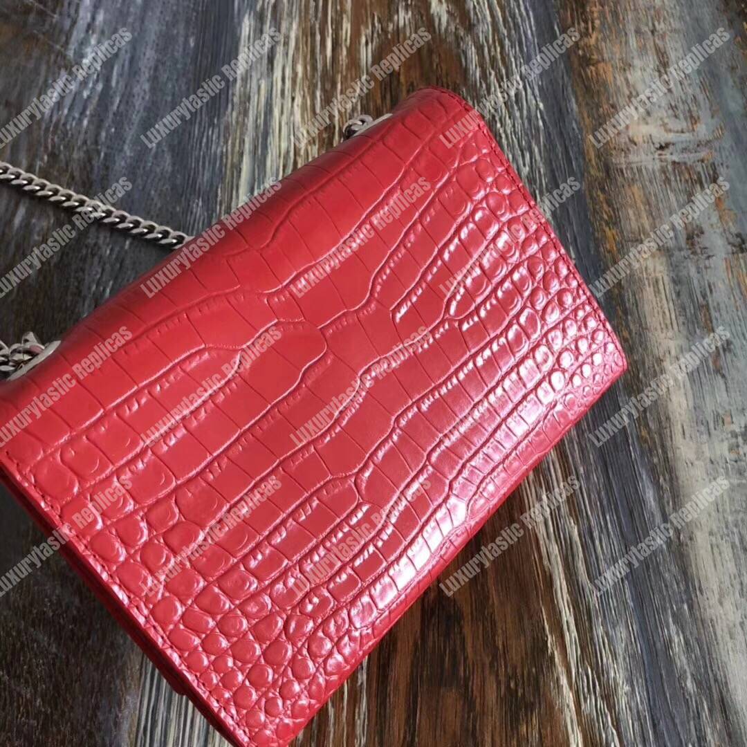 Saint Laurent Classic Small Kate Monogram Red Crocodile