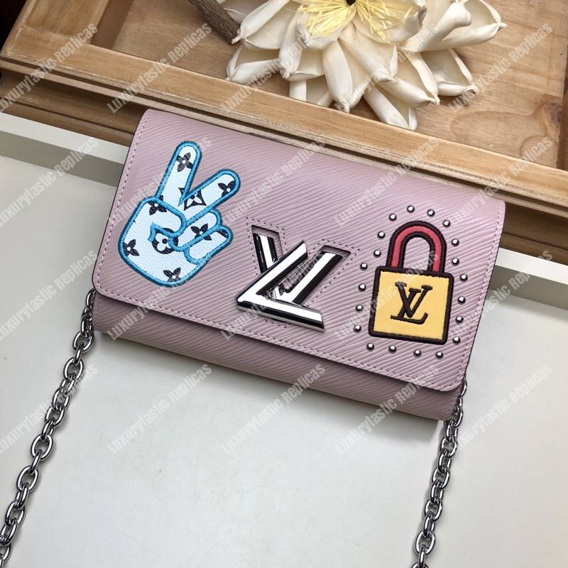 LV Special Edition Twist Chain Wallet Epi Leather in Rose Ballerine